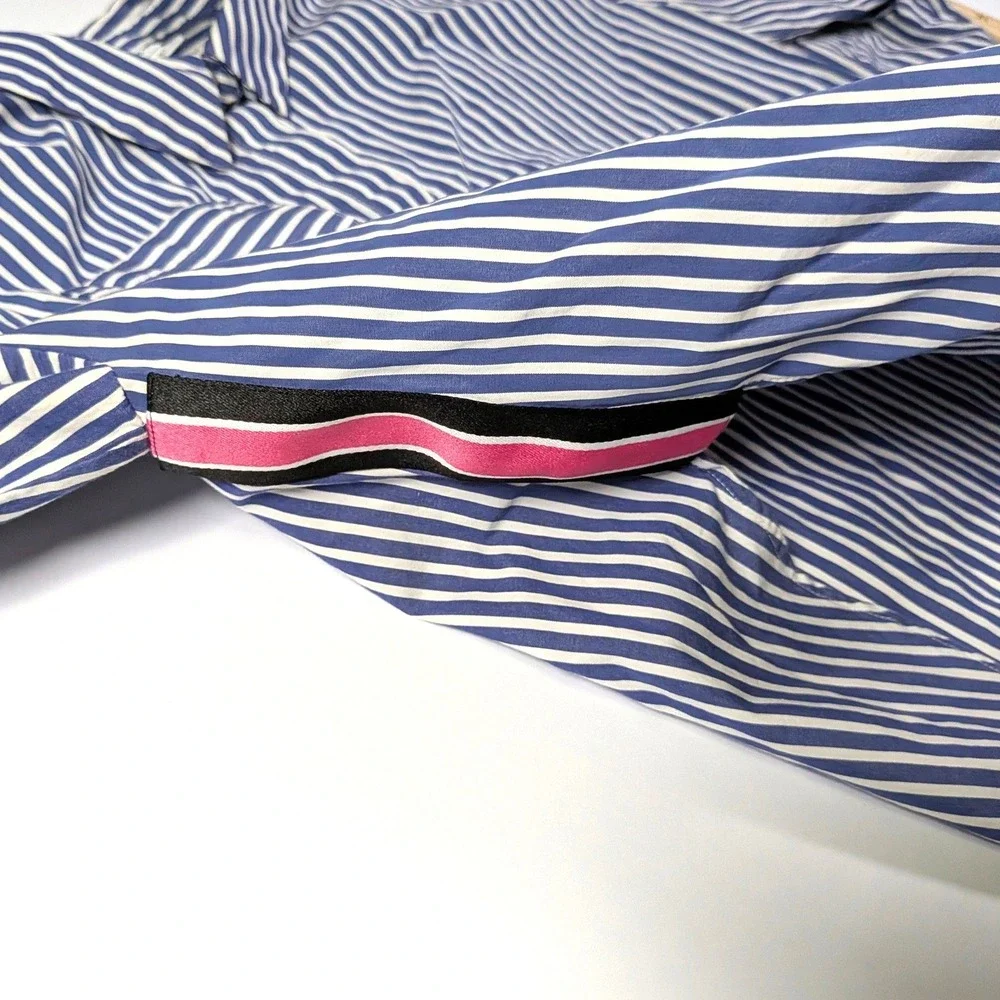 Reiss Danica Striped Cotton Shirt Blue Kids Button Down High Low Size 9-10Y